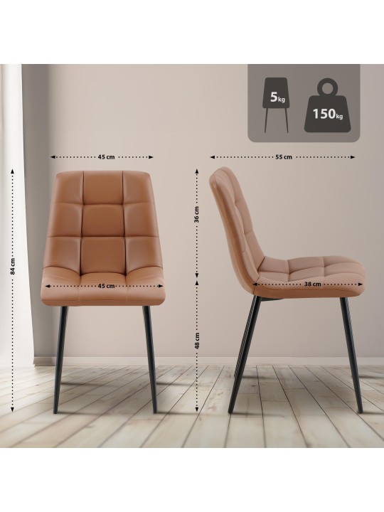 Silla de comedor Antibes piel sintética, marrón oscuro