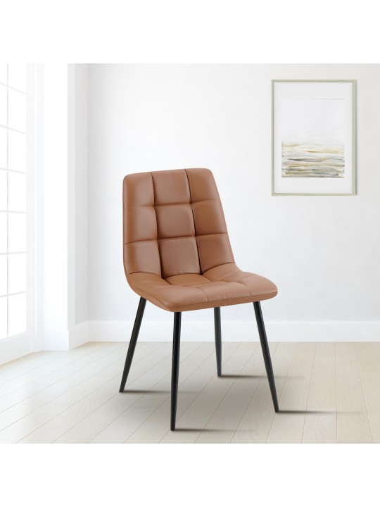 Silla de comedor Antibes piel sintética, marrón oscuro