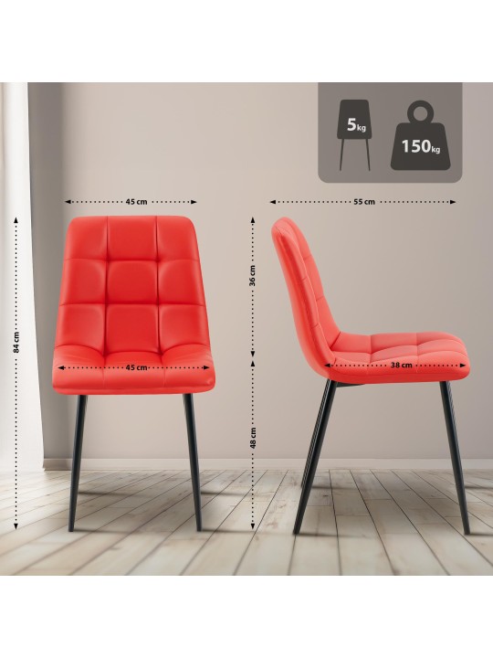 Silla de comedor Antibes piel sintética, rojo