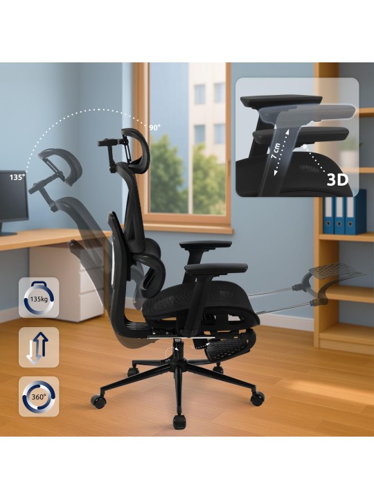 Silla de oficina Beresford, negro