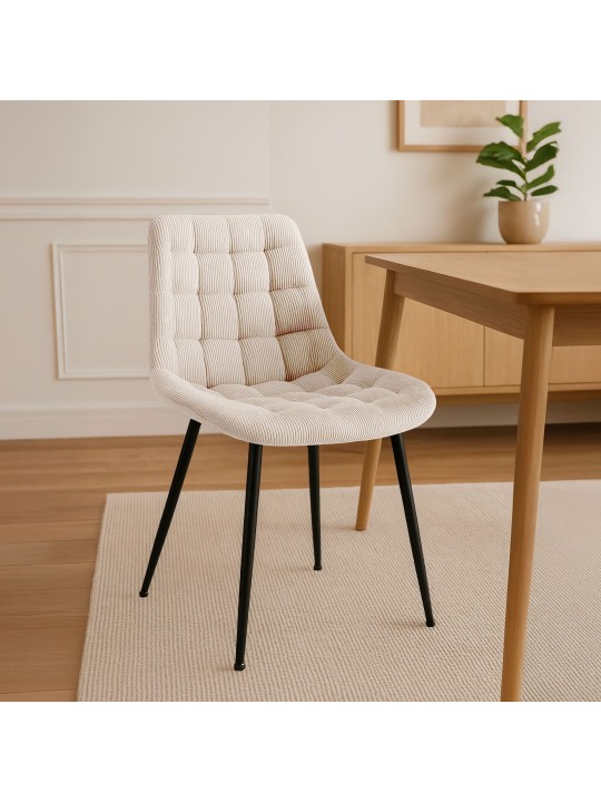 Silla de comedor Sardna Cord, crema