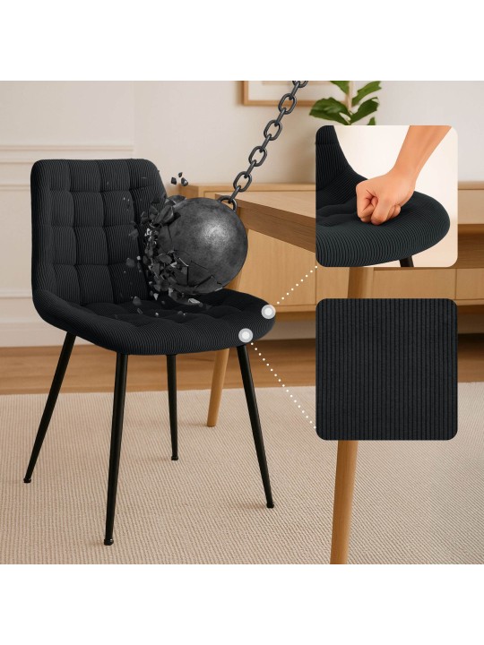 Silla de comedor Sardna Cord, negro