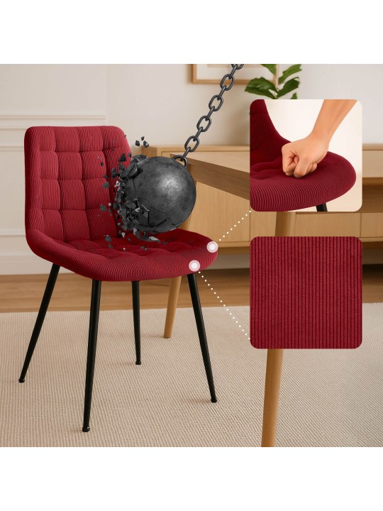 Silla de comedor Sardna Cord, burdeos