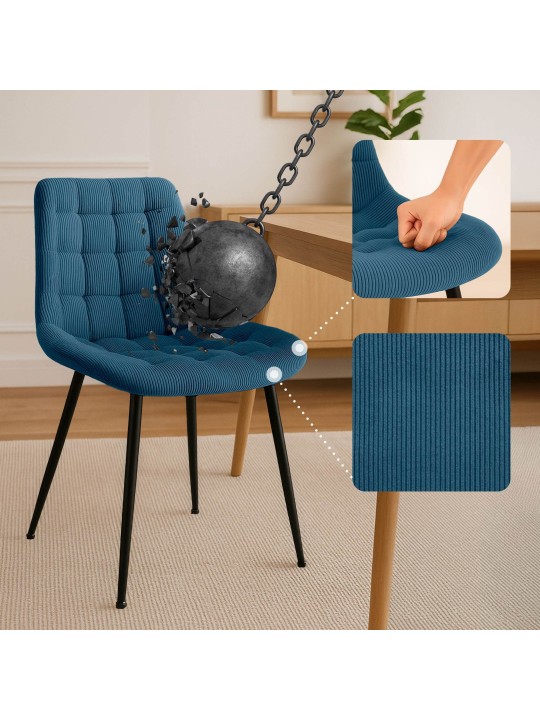 Silla de comedor Sardna Cord, azul