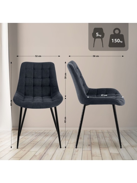 Silla de comedor Sardna Cord, negro