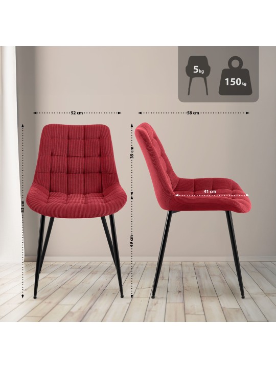 Silla de comedor Sardna Cord, burdeos