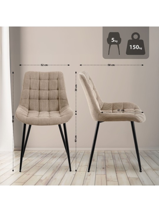 Silla de comedor Sardna Cord, taupe