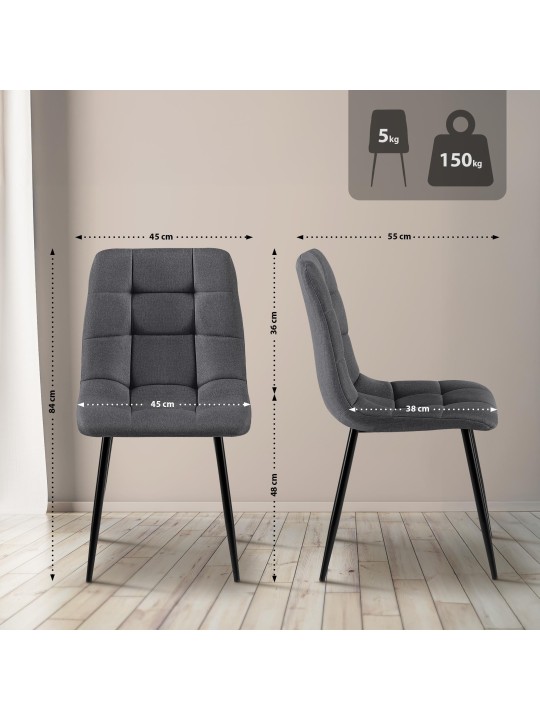 Silla de comedor tela Antibes, gris oscuro