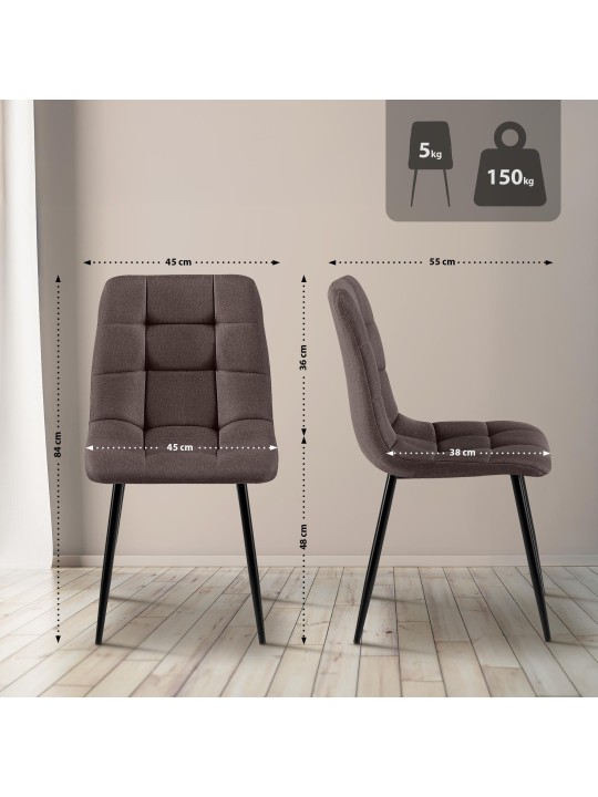 Silla de comedor tela Antibes, marrón