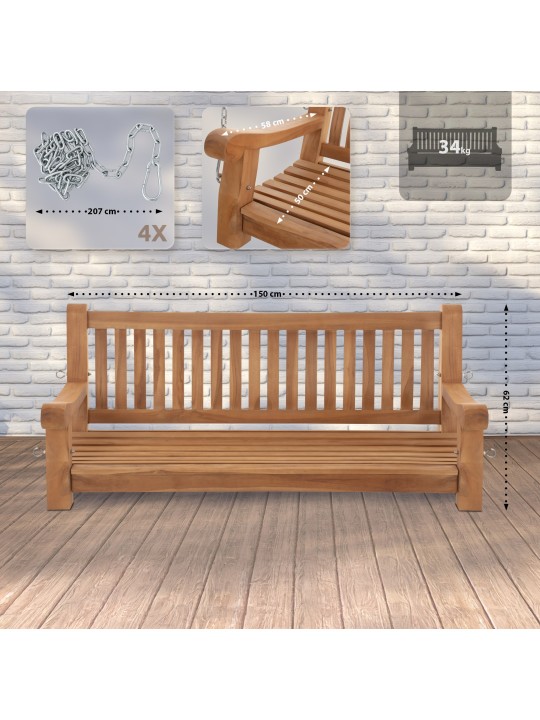 Banco mecedora Joyce 150 cm, teca Banco mecedora Joyce 150 cm, teca