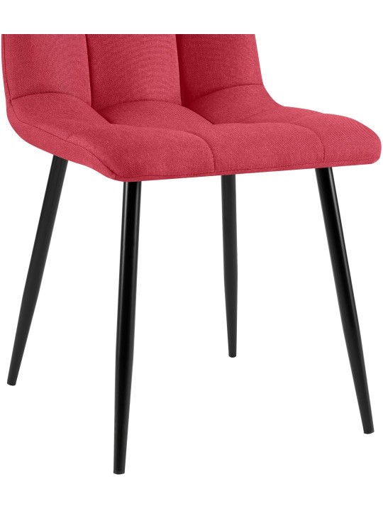 Juego de 4 sillas de comedor tela Antibes, rojo