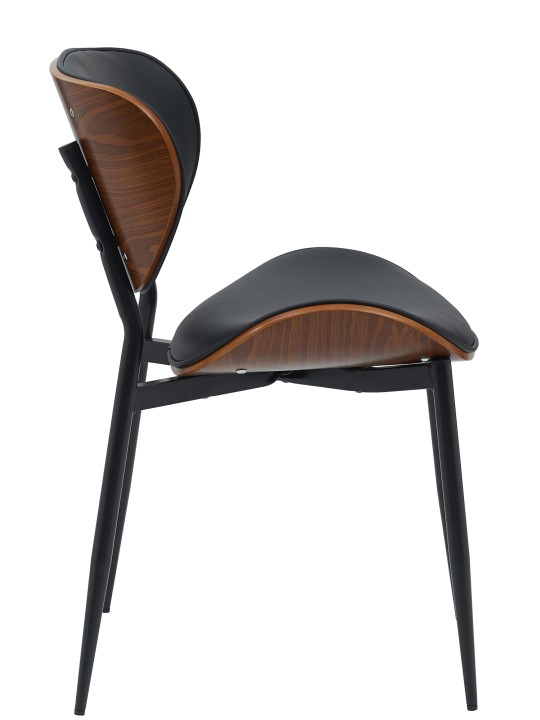 Juego de 2 sillas de comedor Enid piel sintética, nogal/negro Juego de 2 sillas de comedor Enid piel sintética, nogal/negro