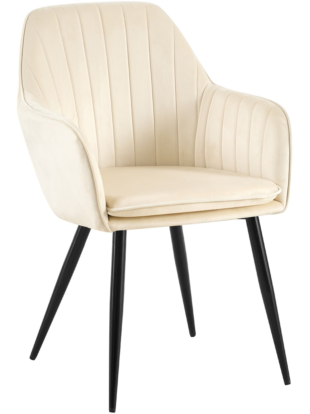 Silla de comedor Cheryl terciopelo, crema