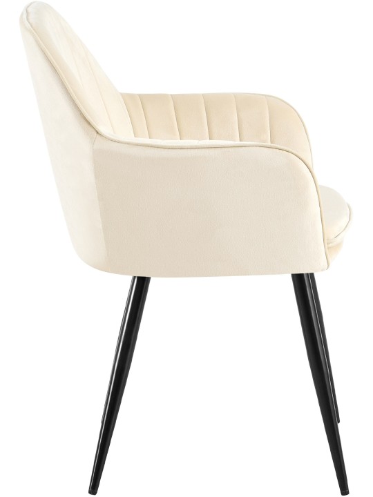 Silla de comedor Cheryl terciopelo, crema
