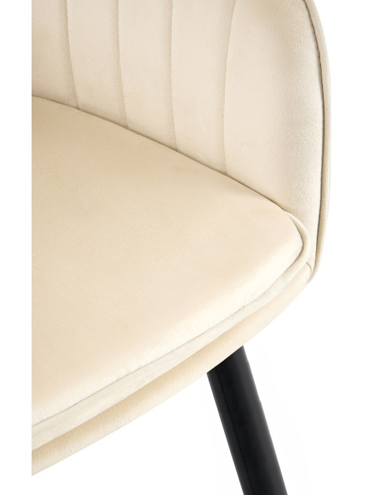Silla de comedor Cheryl terciopelo, crema