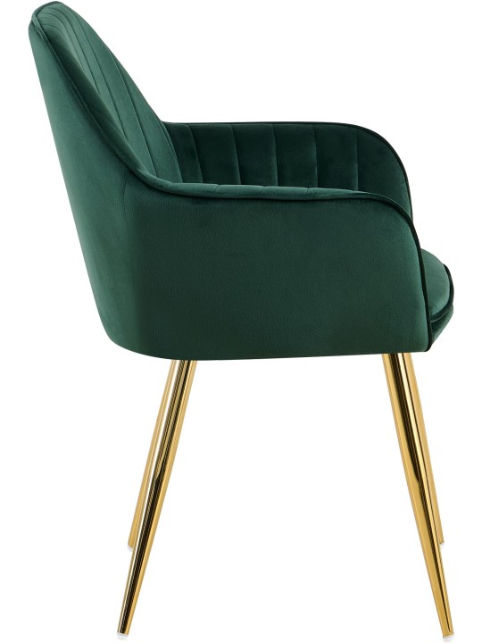 Silla de comedor Cheryl terciopelo dorado, verde