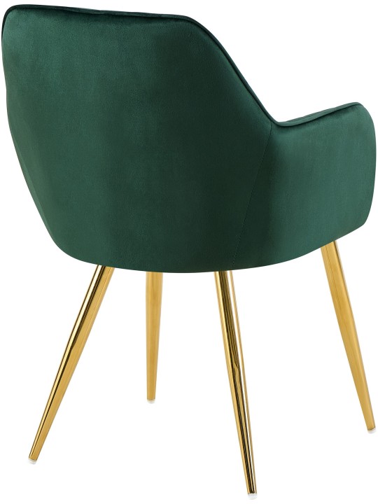 Silla de comedor Cheryl terciopelo dorado, verde