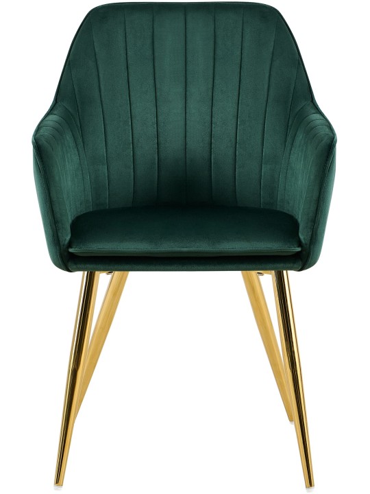 Silla de comedor Cheryl terciopelo dorado, verde