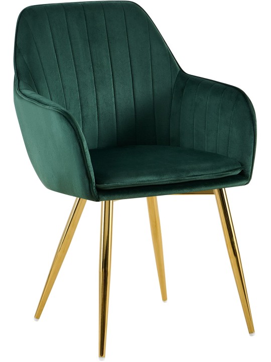 Silla de comedor Cheryl terciopelo dorado, verde