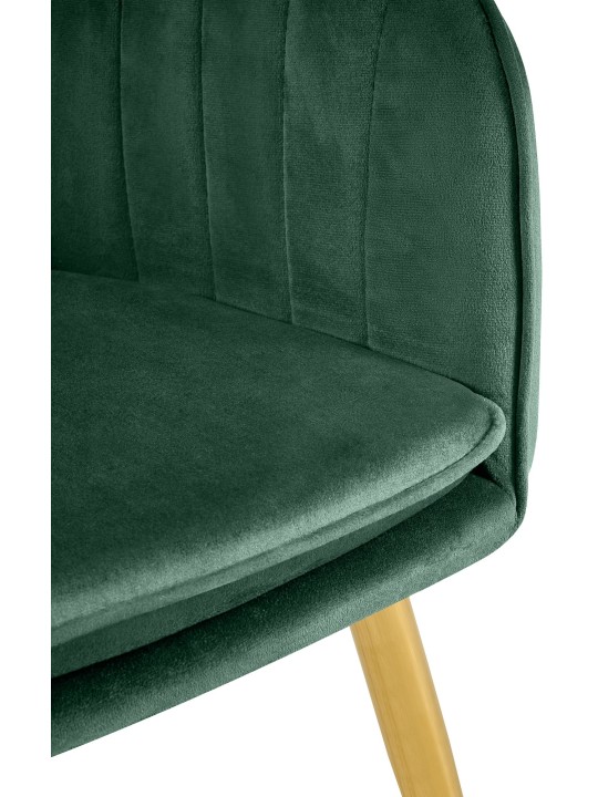 Silla de comedor Cheryl terciopelo dorado, verde