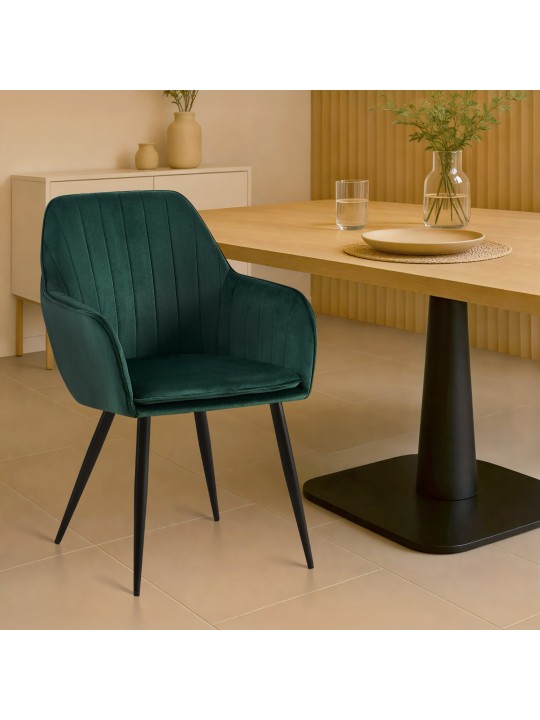 Silla de comedor Cheryl terciopelo, verde Silla de comedor Cheryl terciopelo, verde