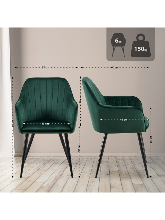 Silla de comedor Cheryl terciopelo, verde Silla de comedor Cheryl terciopelo, verde