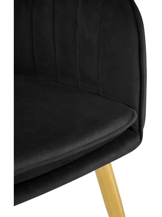 Silla de comedor Cheryl terciopelo dorado, negro