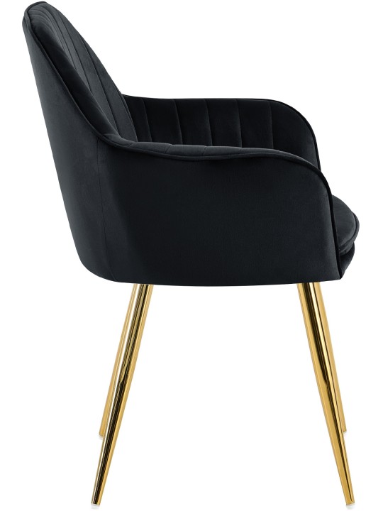Silla de comedor Cheryl terciopelo dorado, negro