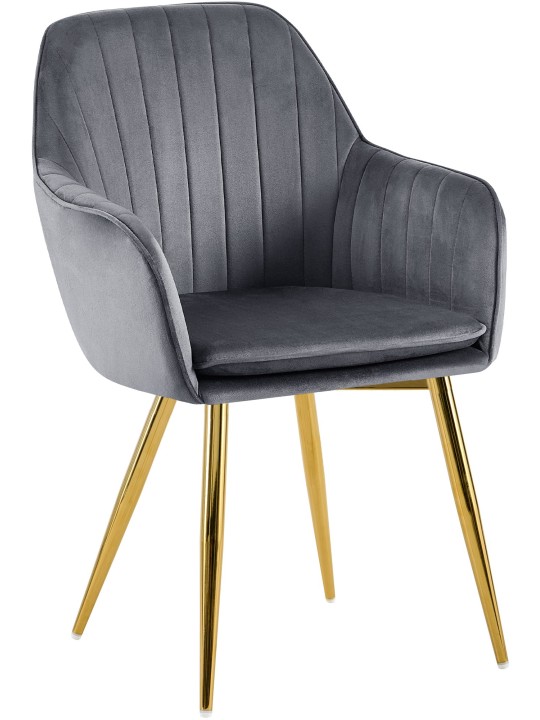 Silla de comedor Cheryl terciopelo dorado, gris oscuro Silla de comedor Cheryl terciopelo dorado, gris oscuro