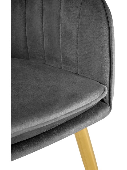 Silla de comedor Cheryl terciopelo dorado, gris oscuro Silla de comedor Cheryl terciopelo dorado, gris oscuro