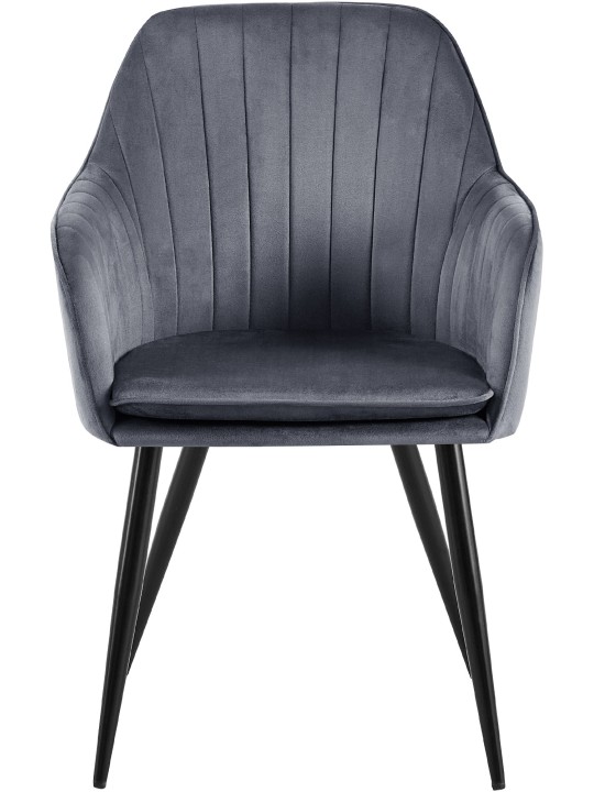 Silla de comedor Cheryl terciopelo, gris oscuro