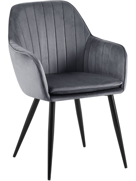 Silla de comedor Cheryl terciopelo, gris oscuro