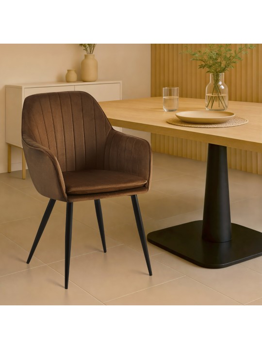 Silla de comedor Cheryl terciopelo, marrón Silla de comedor Cheryl terciopelo, marrón
