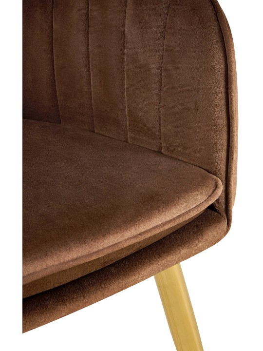 Silla de comedor Cheryl terciopelo dorado, marrón