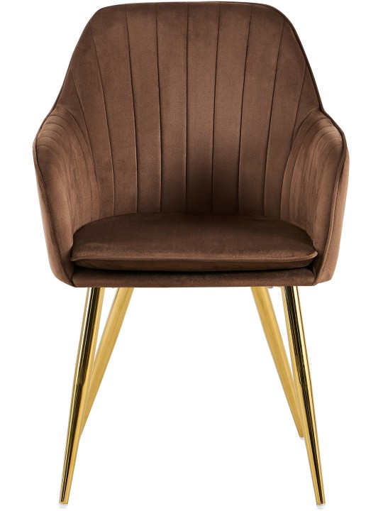 Silla de comedor Cheryl terciopelo dorado, marrón