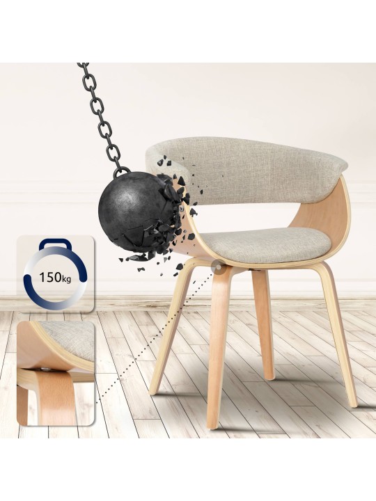 Silla Bruce tela natural, crema