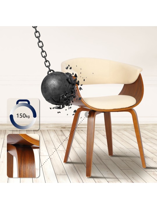 Silla Bruce símil piel nogal, crema