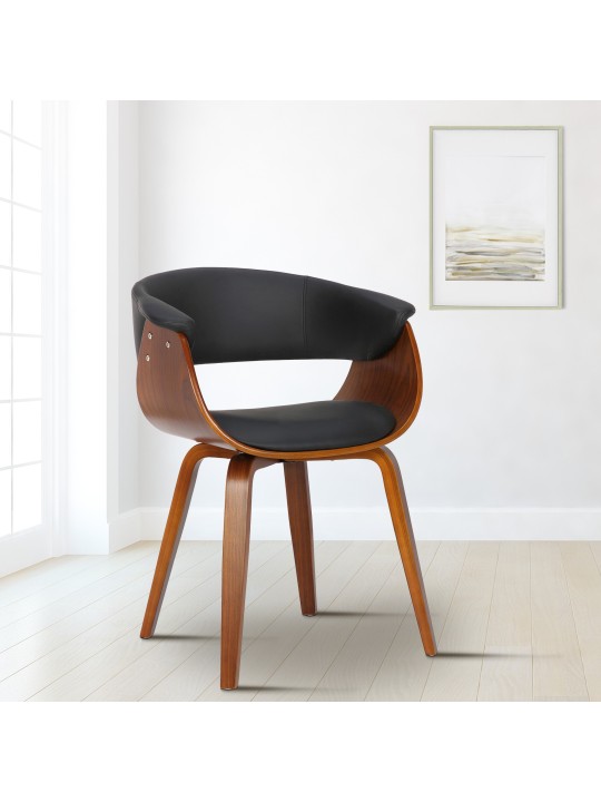 Silla Bruce símil piel nogal, negro