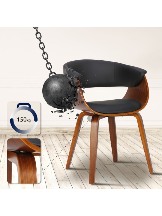 Silla Bruce símil piel nogal, negro