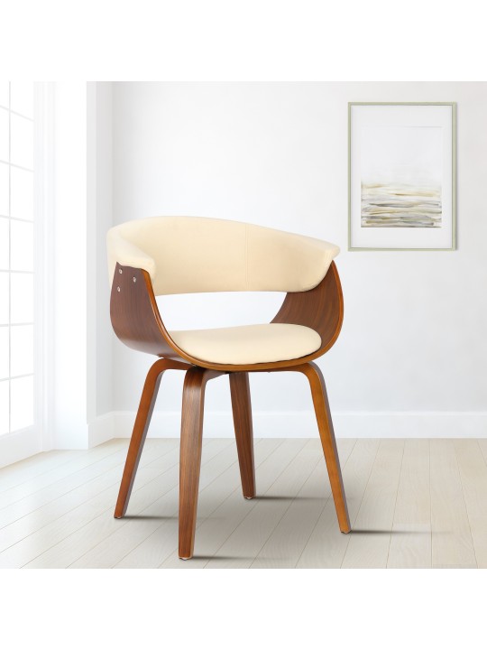 Silla Bruce símil piel nogal, crema