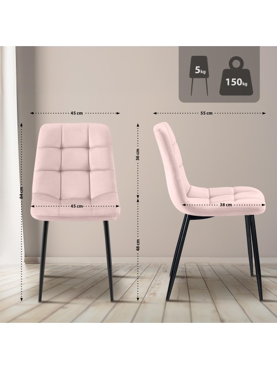 Juego de 4 sillas de comedor Antibes, rosa