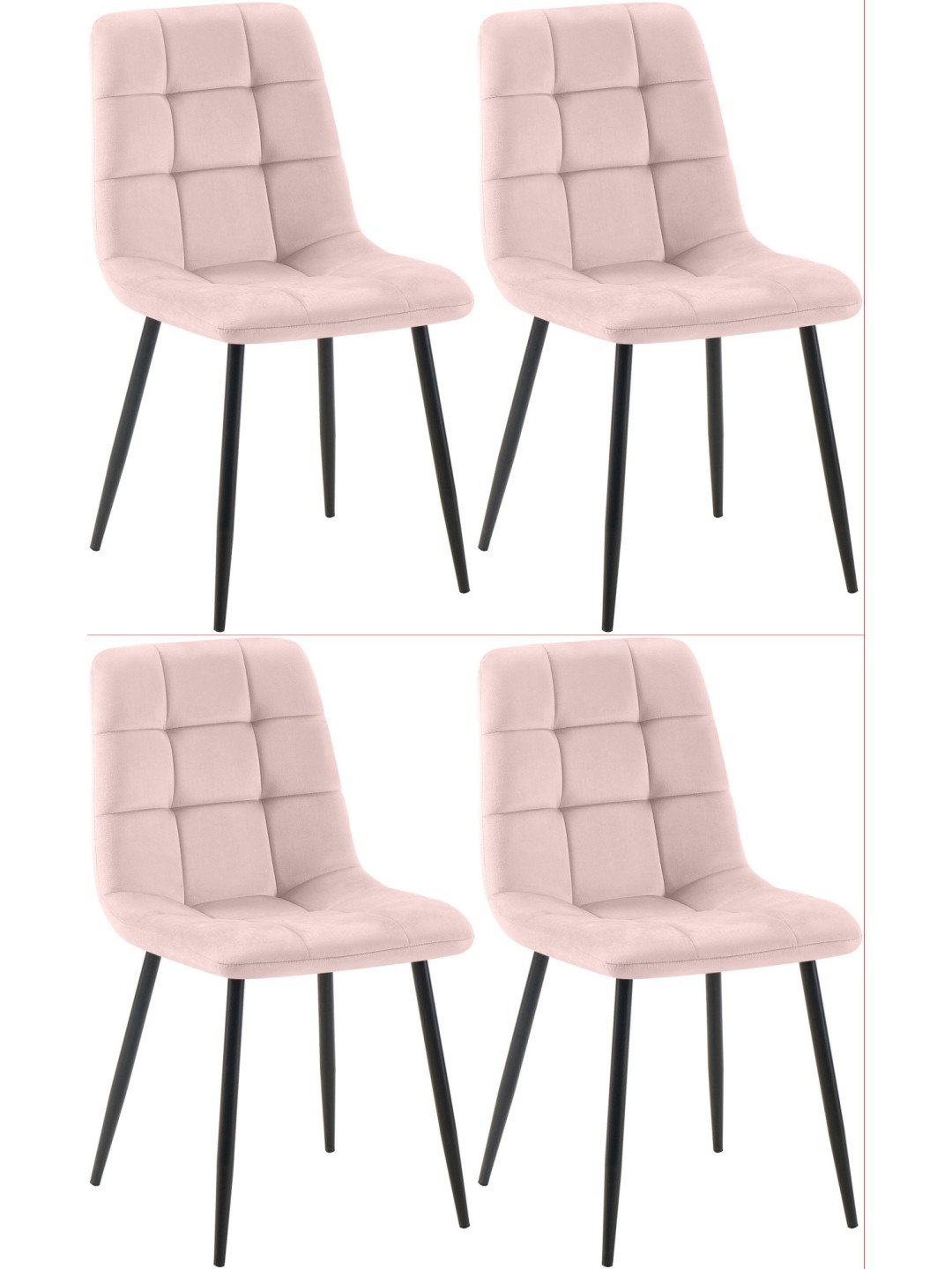 Juego de 4 sillas de comedor Antibes, rosa
