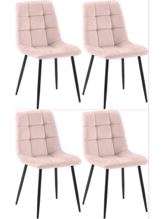 Juego de 4 sillas de comedor Antibes, rosa