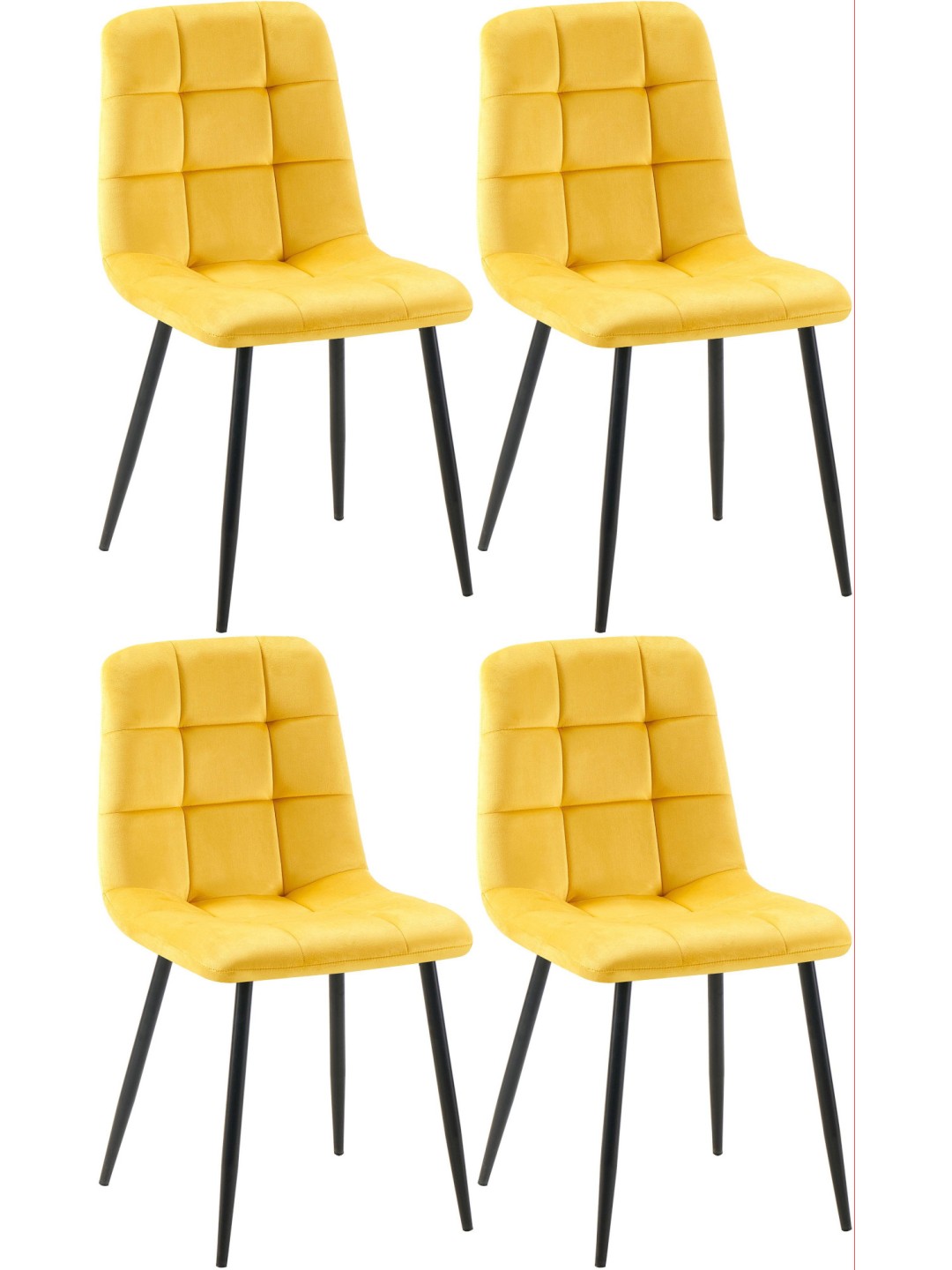 Juego de 4 sillas de comedor Antibes, amarillo