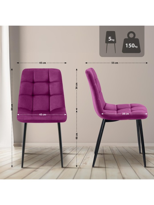 Juego de 4 sillas de comedor Antibes, lila