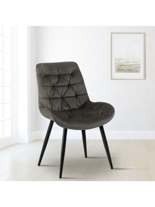 Silla de comedor de terciopelo Rossford, antracita