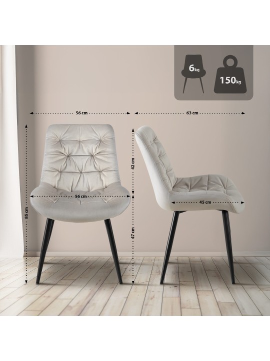 Juego de 2 sillas de comedor Rossford, gris Juego de 2 sillas de comedor Rossford, gris