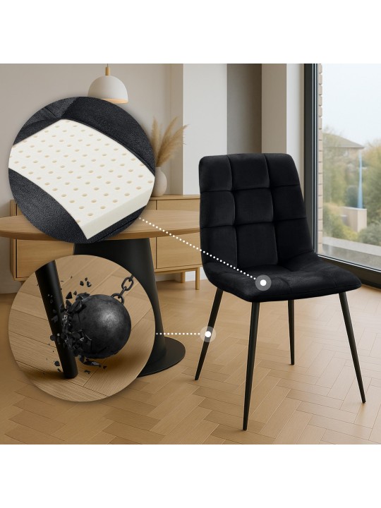 Silla de comedor Tilde terciopelo, negro