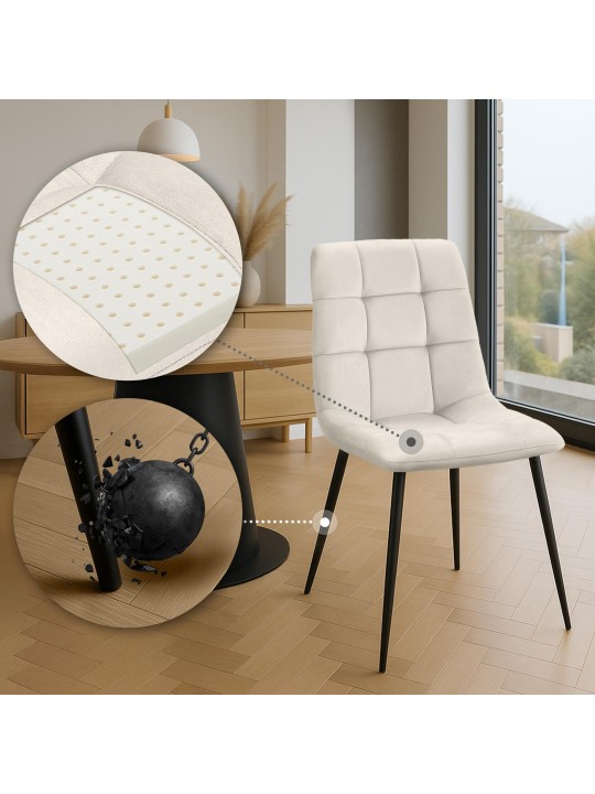 Silla de comedor Tilde terciopelo, blanco crema
