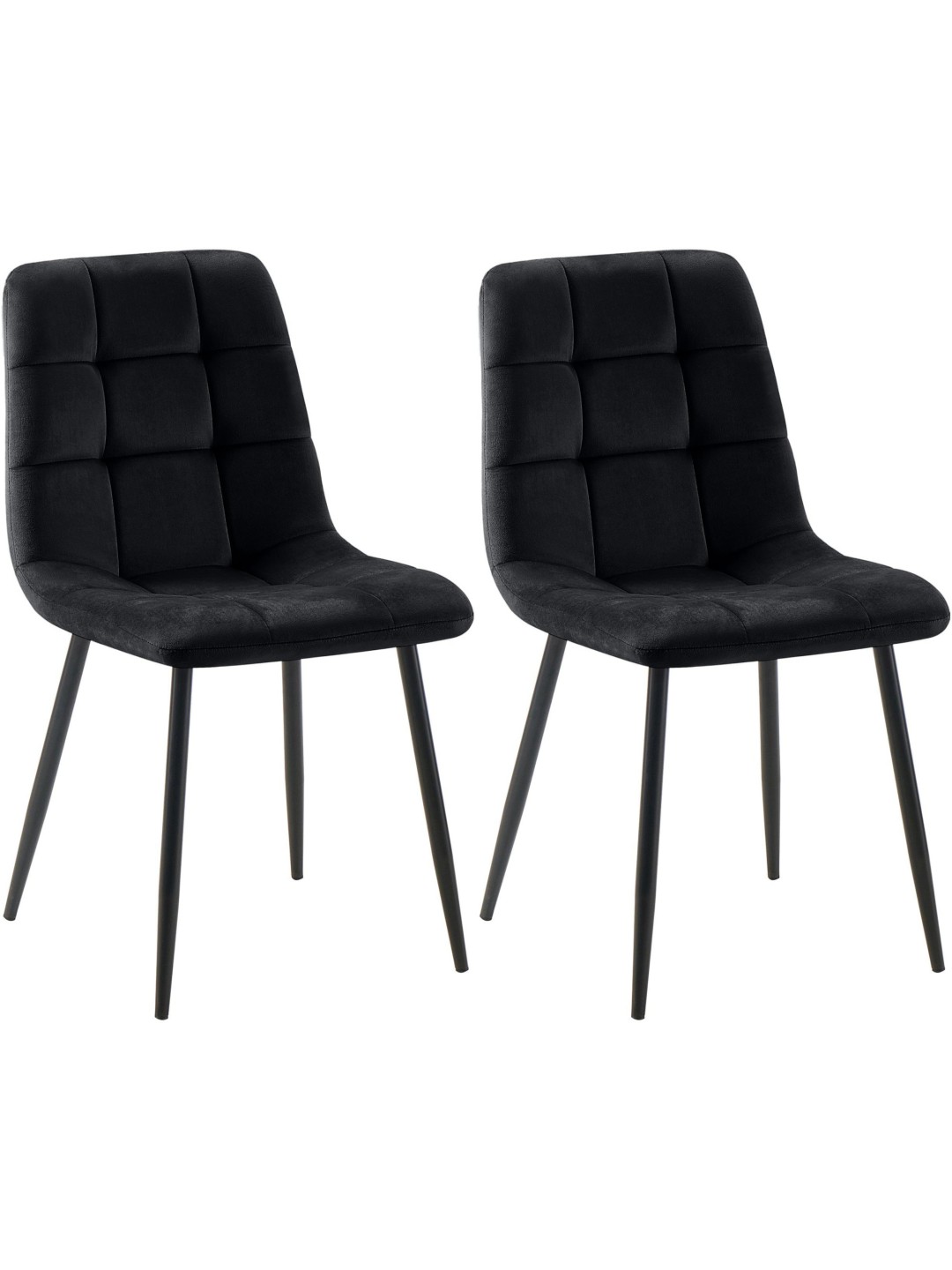 Juego de 2 sillas de comedor Tilde terciopelo, negro